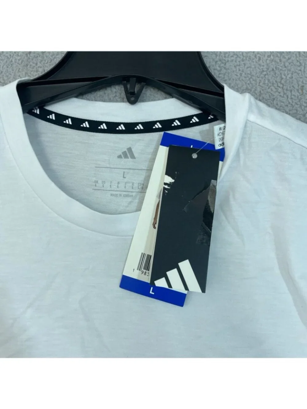 NWT Adidas Men's L White Logo T-Shirt Cotton Blend Short Sleeve